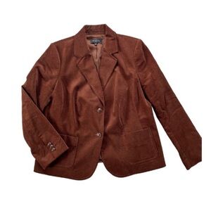 Talbot's Women's 14W Velvet Single Breasted Lined Chocolate Brown Blazer Jacket